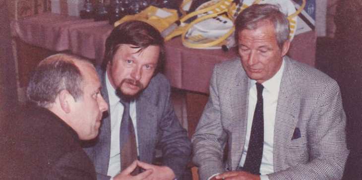 v. l.: Franz Brunner, neuer 1. Vorsitzender Manfred Leube und Vorgänger Eberhard Führer