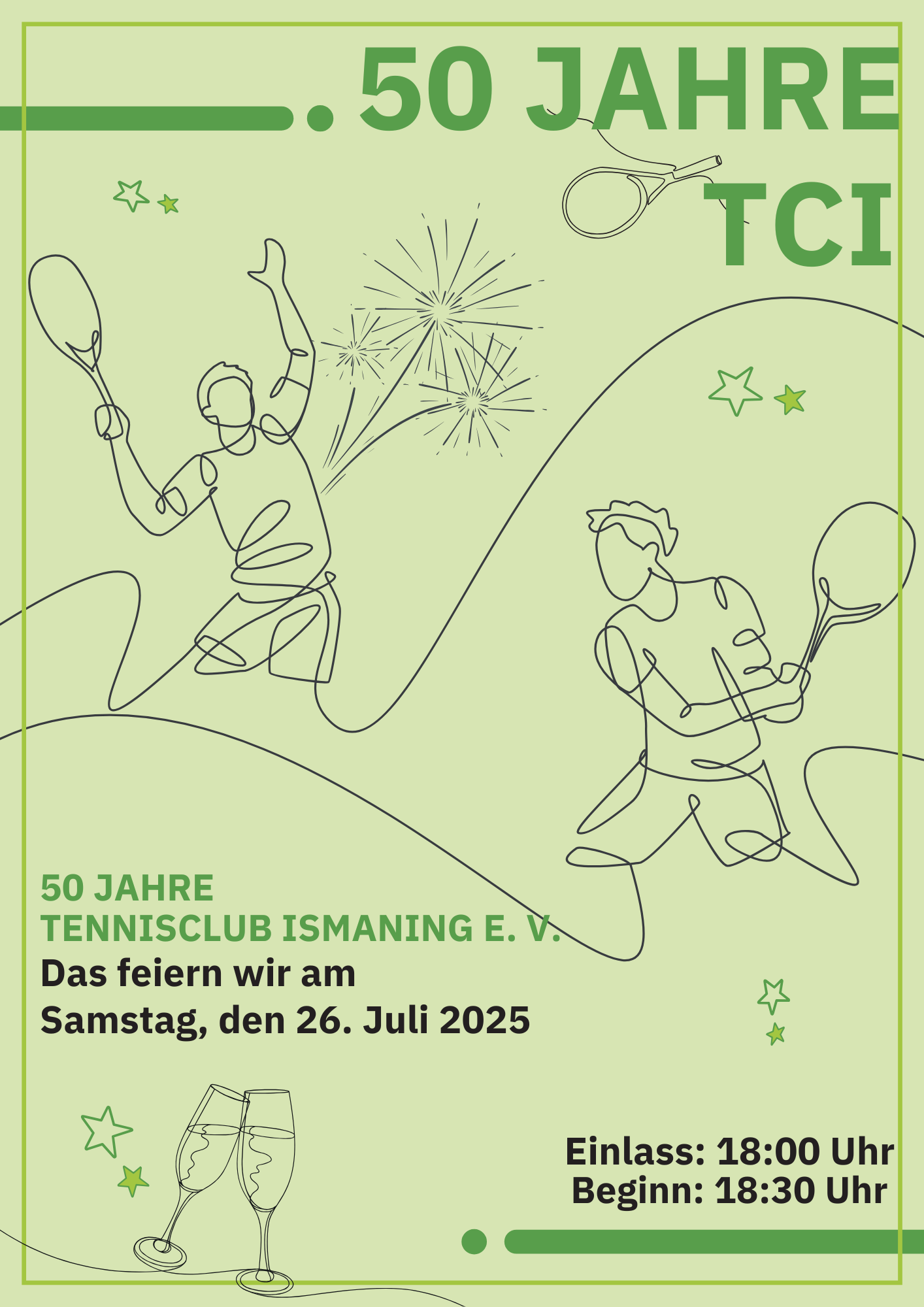 Plakat 50 Jahre Tennisclub Ismaning – Jubiläumsfeier am 26. Juli 2025