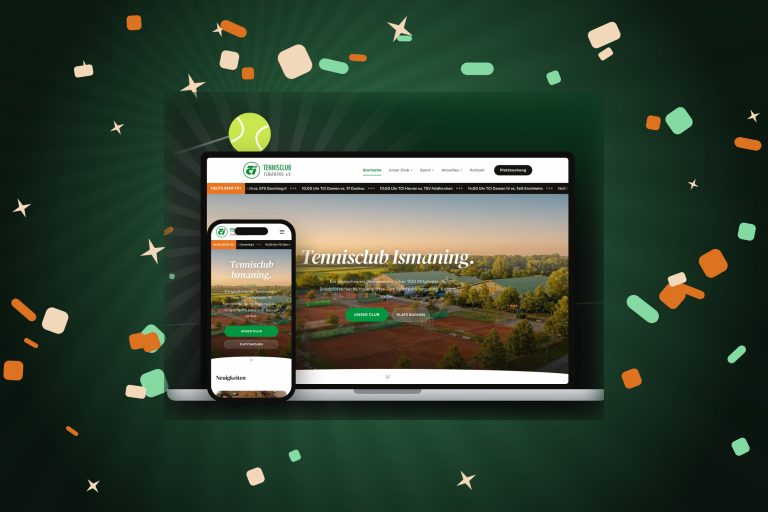 Laptop und Smartphone zeigen die neue Website des TC Ismaning